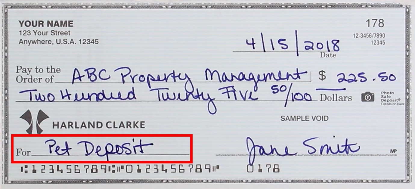 How to write the memo line on a check