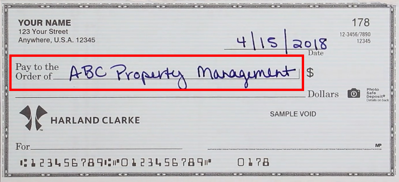 How to write the 'pay to the order of' line on a check